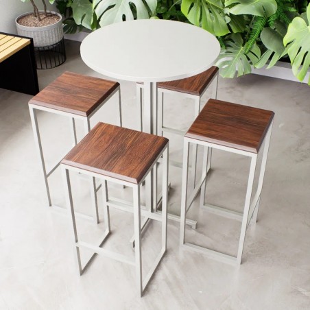 Paquete de Mesa alta 60x60 cm con bancos