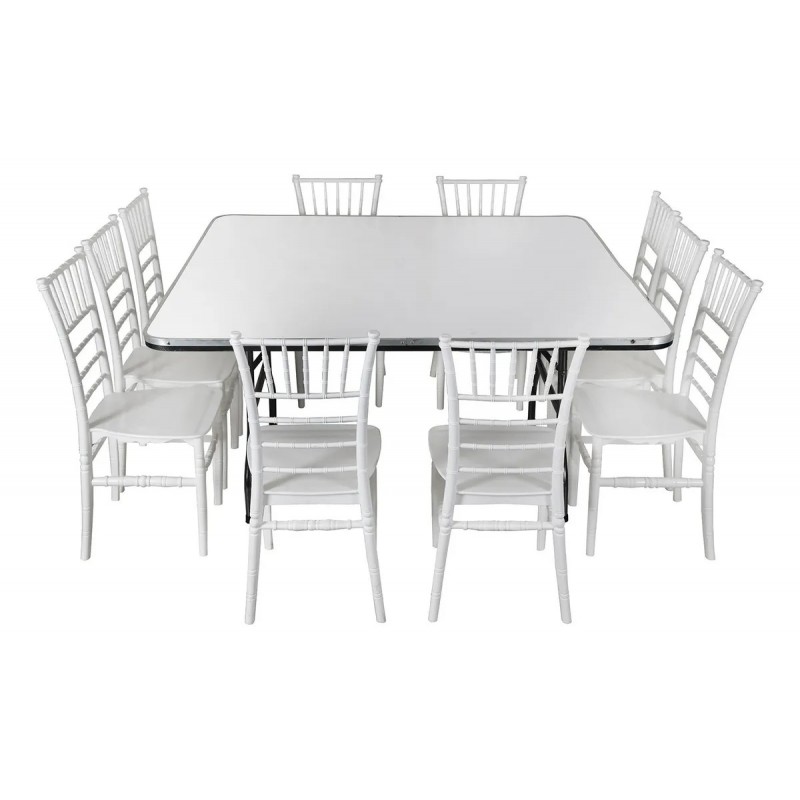 Paquete 10 sillas tiffany y tablon 150x150 cuadrado