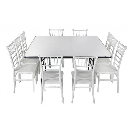 Paquete 10 sillas tiffany y tablon 150x150 cuadrado